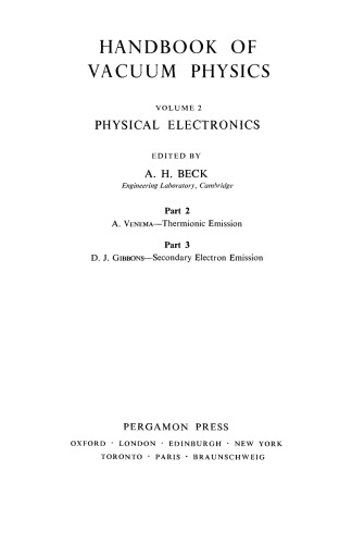 Physical Electronics. Handbook of Vacuum Physics