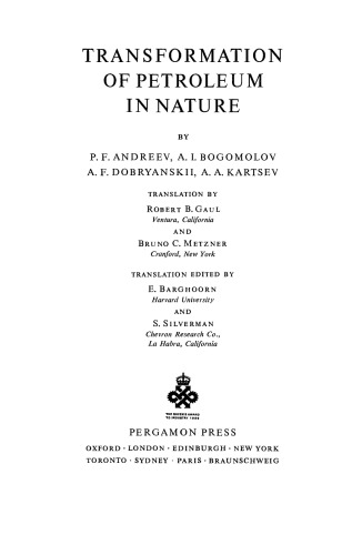 Transformation of Petroleum in Nature