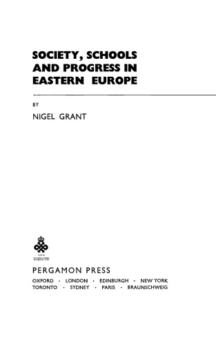 Society, Schools and Progress in Eastern Europe