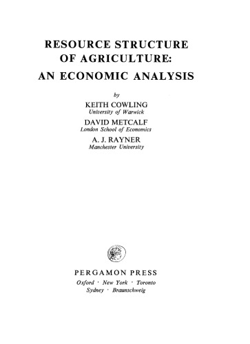 Resource Structure of Agriculture. An Economic Analysis