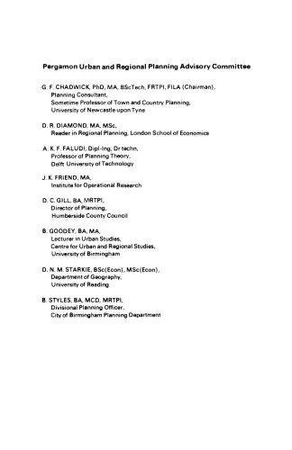Local Government and Strategic Choice. An Operational Research Approach to the Processes of Public Planning