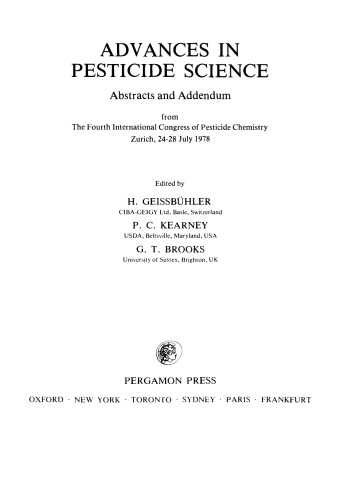 Advances in Pesticide Science: Abstract and Addendum