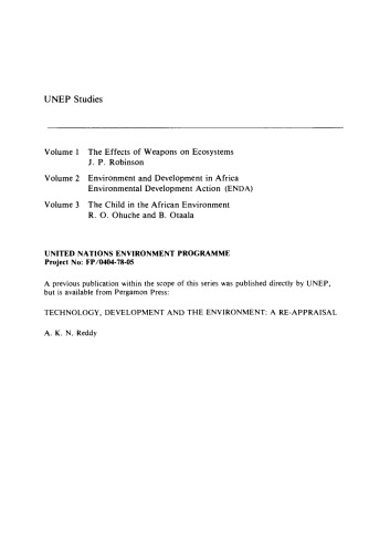 Environment and Development in Africa. UNEP Studies