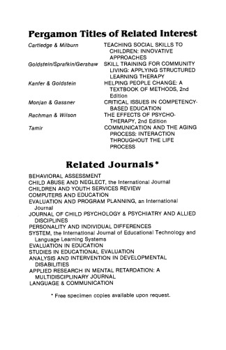 Social Competence. Interventions for Children and Adults