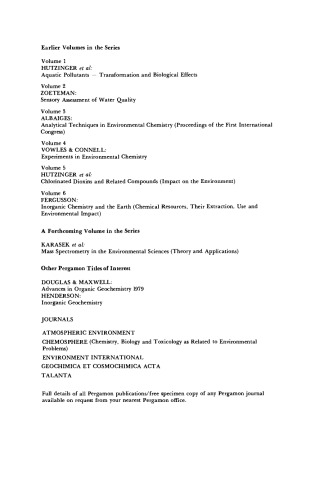 Analytical Techniques in Environmental Chemistry. Proceedings of the Second International Congress, Barcelona, Spain, November 1981