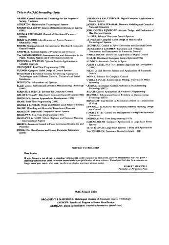 Modelling and Control of Biotechnical Processes. Proceedings of the First IFAC Workshop, Helsinki, Finland, August 17–19, 1982