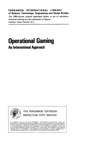 Operational Gaming. An International Approach