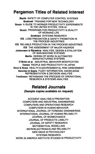 Human Reliability. With Human Factors