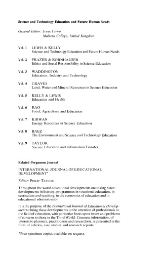 Land, Water and Mineral Resources in Science Education. Science and Technology Education and Future Human Needs
