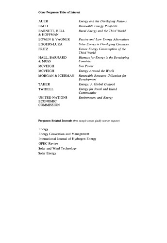 Renewable Energy Technologies. Their Applications in Developing Countries
