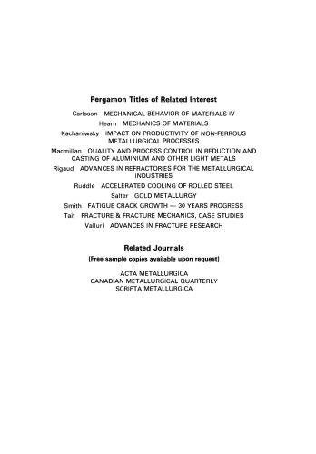 Proceedings of the Metallurgical Society of the Canadian Institute of Mining and Metallurgy. Proceedings of the International Symposium on Fracture Mechanics, Winnipeg, Canada, August 23–26, 1987
