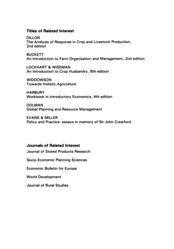 An Introduction to Economics for Students of Agriculture