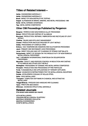 Materials Handling in Pyrometallurgy. Proceedings of the International Symposium on Materials Handling in Pyrometallurgy, Hamilton, Ontario, August 26–30, 1990