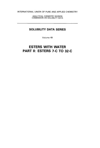 Esters with Water. Esters 7–C to 32–C