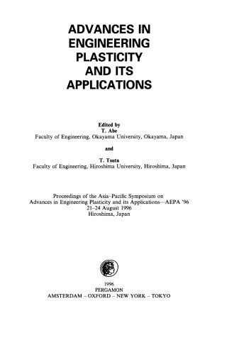 Advances in Engineering Plasticity and its Applications (AEPA 1996)