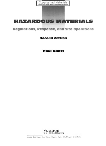 Hazardous Materials - Regulations, Response and Site Operations