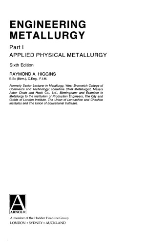 Engineering Metallurgy - Applied Physical Metallurgy