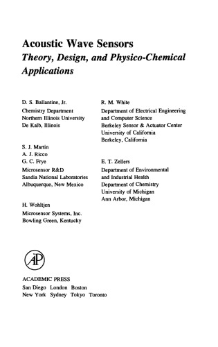 Acoustic Wave Sensors - Theory, Design, and Physico-Chemical Applications