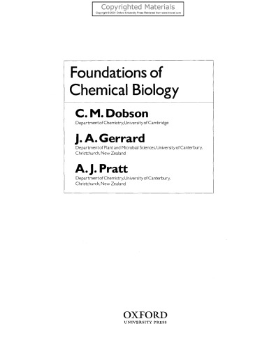 Foundations of Chemical Biology