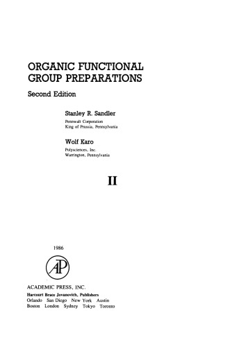 Organic Functional Group Preparations