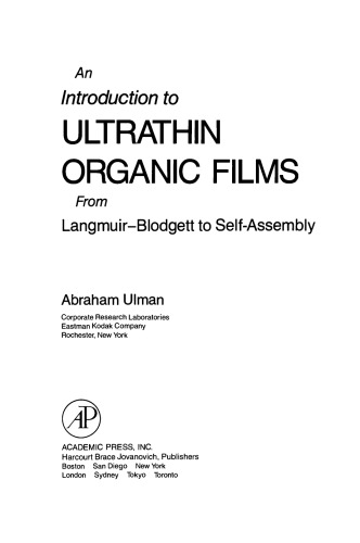 An Introduction to Ultrathin Organic Films. From Langmuir–Blodgett to Self-Assembly