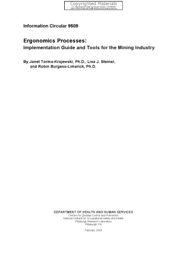 Ergonomics Processes - Implementation Guide and Tools for the Mining Industry