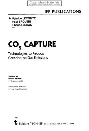 CO 2 Capture - Technologies to Reduce Greenhouse Gas Emissions