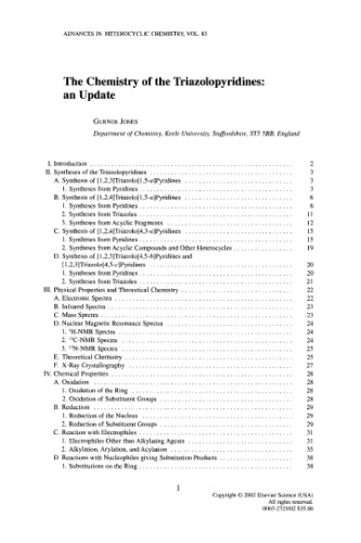 Chemistry of the Triazolopyridines: An Update