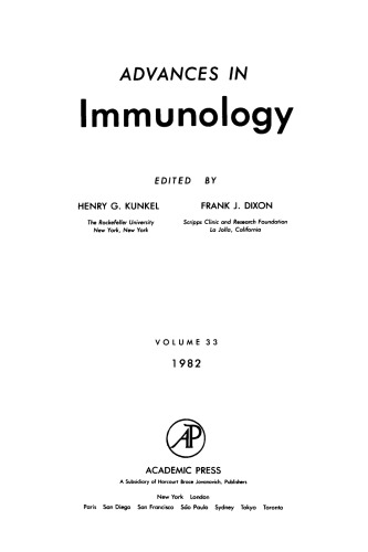 Advances in Immunology, Vol. 33