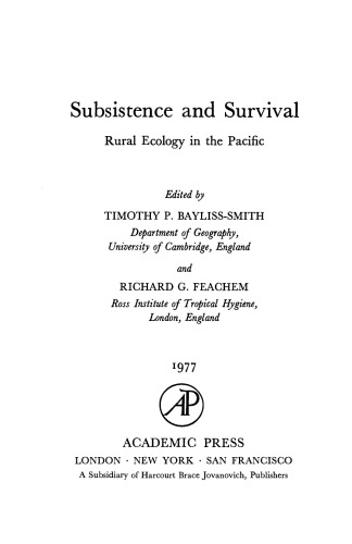 Subsistence and Survival. Rural Ecology in the Pacific