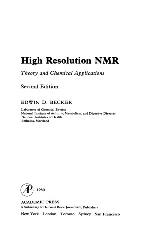 High Resolution NMR. Theory and Chemical Applications