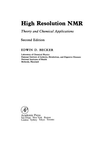 High Resolution NMR. Theory and Chemical Applications