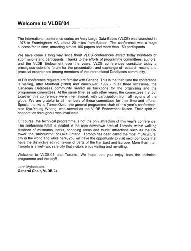 Proceedings 2004 VLDB Conference