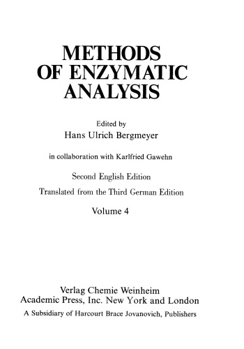 Methods of Enzymatic Analysis