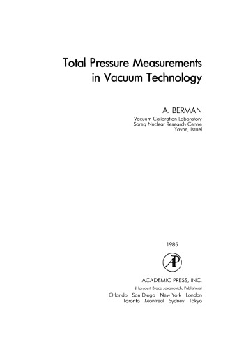 Total Pressure Measurements in Vacuum Technology