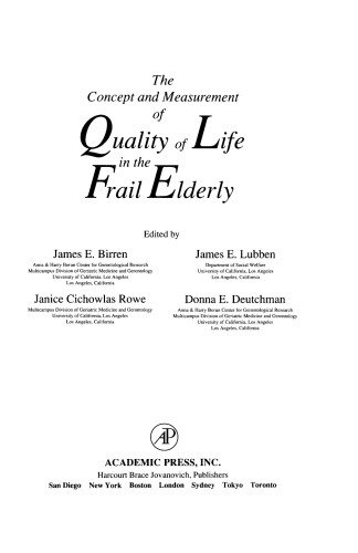 The Concept and Measurement of Quality of Life in the Frail Elderly