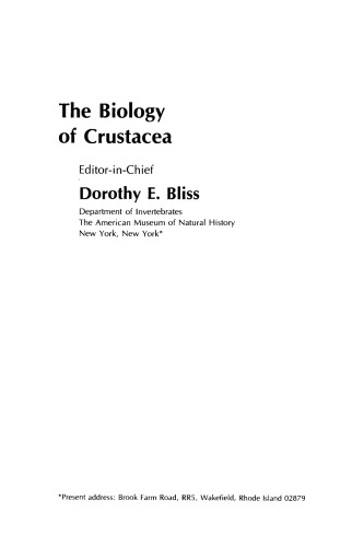 The Biology of Crustacea. Neurobiology, Structure and Function