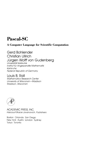 Pascal-Sc. A Computer Language for Scientific Computation