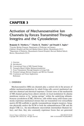 Mechanosensitive Ion Channels, Part A