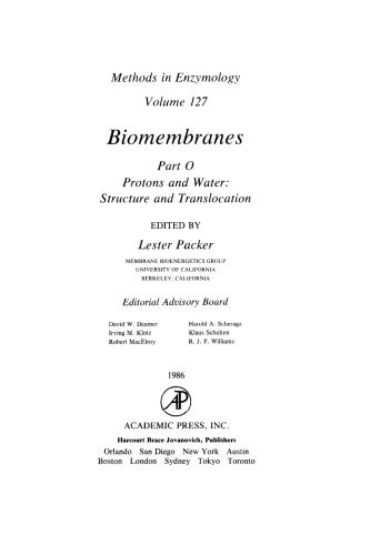 Biomembranes Part O: Protons and Water: Structure and Translocation