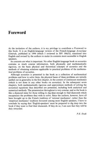 Acoustics: Basic Physics, Theory, and Methods