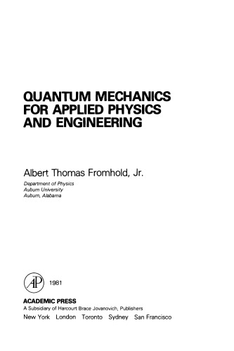 Quantum Mechanics for Applied Physics and Engineering