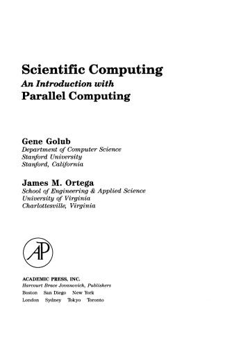 Scientific Computing. An Introduction with Parallel Computing