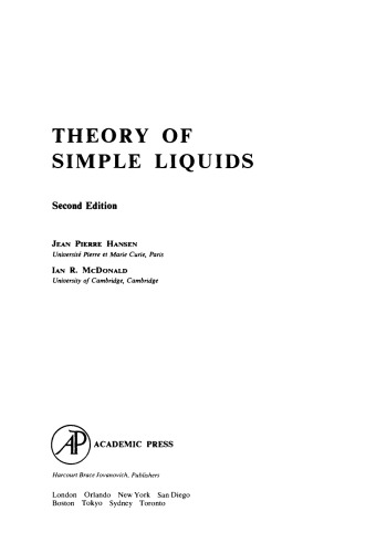 Theory of Simple Liquids