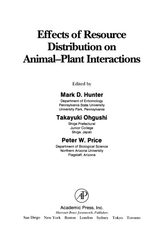 Effects of Resource Distribution on Animal–Plant Interactions