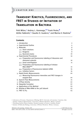 Translation Initiation: Reconstituted Systems and Biophysical Methods