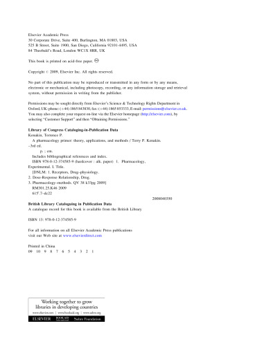 A Pharmacology Primer. Theory, Applications, and Methods