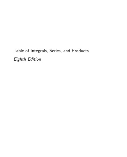Table of Integrals, Series, and Products