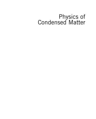 Physics of Condensed Matter