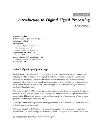 DSP for Embedded and Real-Time Systems
